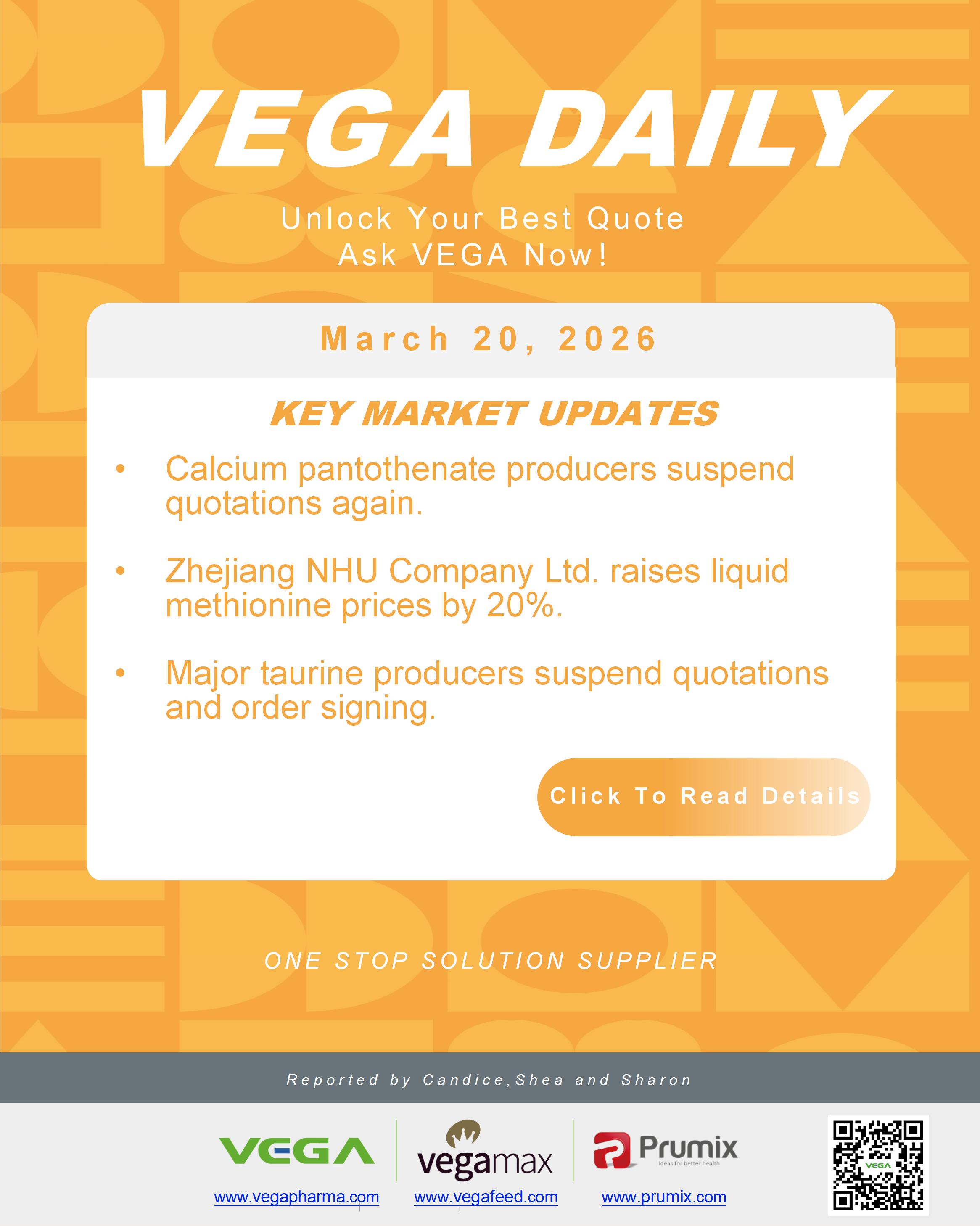 VEGA Daily 20260320 Calcium Pantothenate Methionine Taurine Update.jpg